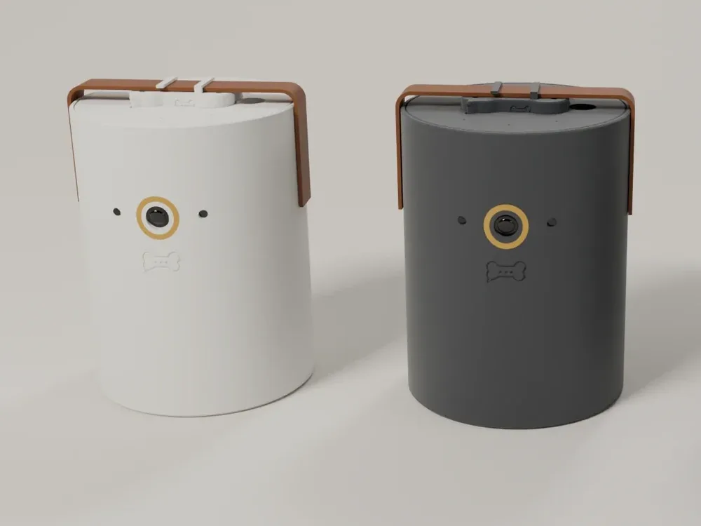 Render of two Plus bases side by side, one white and one graphite, each with a gold camera ring.